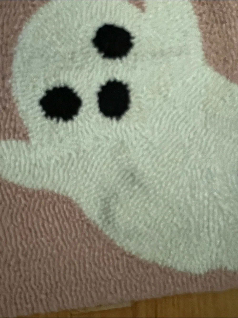 Ghost Accent Pink Door Mat - Plush Ghost Pattern